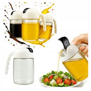 shumee 2x steklenička 300 ml z ročajem za dozator olja, kisa, olivnega olja in začimb