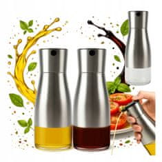 shumee 2x Dozirnik za olivni kis Steklena steklenica s kovinskim pokrovčkom 320 ml