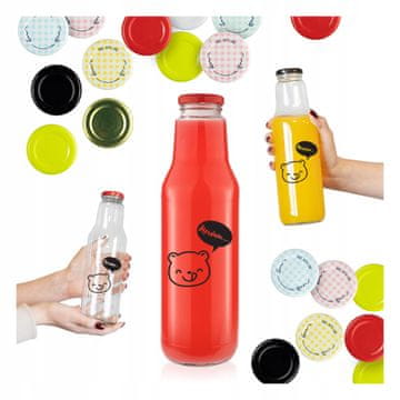 shumee 5x steklenica KUBUŚ 750 ml s potiskom na steklenice za sok, sirup, vodo, mleko