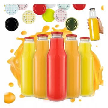 shumee 5x steklenic za sok KUBUŚ 750ml SET steklena steklenica + pokrov 0,75l