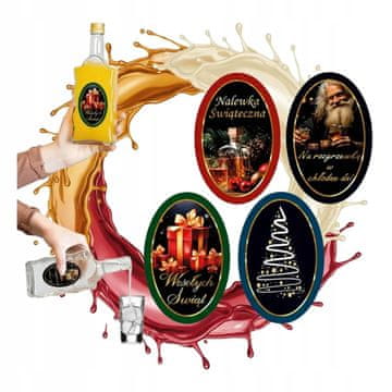 shumee 10x božične etikete OVALNE nalepke za stekleničke alkoholnih tinktur BOŽIČ