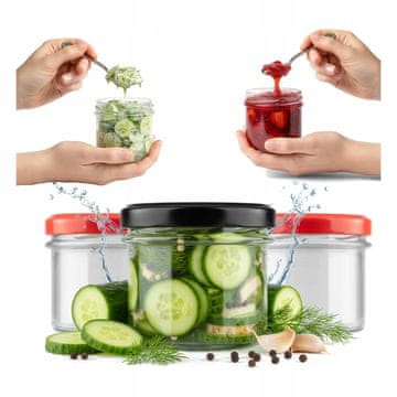 shumee 5x RAVNI KOZAREC 140 ml POSODA ZA HRANO MED, MARMELADA, KREMA Stekleni kozarci