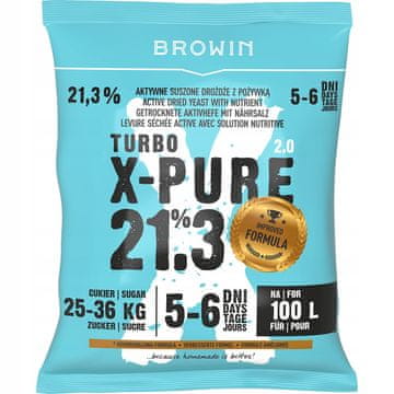 Browin Turbo X-pure 48 destilarni kvas 21,3 % 48 ur na 100 l fermentacija 5-6 dni