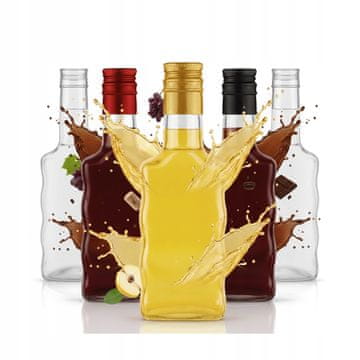shumee 5x steklenic Wave 200 ml za likerje, vino, sok, olivno olje, steklena steklenica + pokrovček