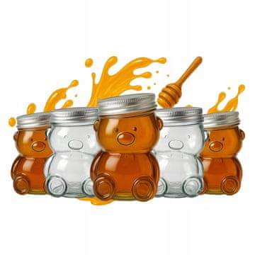 shumee 5x 80ml steklenih kozarcev TEDDY TEDDY s pokrovom za MED, marmelado, začimbe, STEKLENIČKA