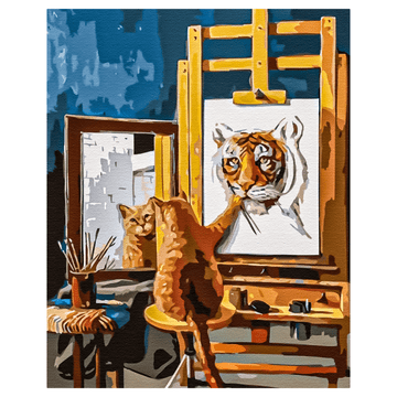 shumee SLIKARSKA ŠTEVILKA KREATIVNA 40x50 Z OKVIRJEM 350g/m² SLIKARSKA MAČKA