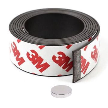 shumee MAGNETNI TRAK s 3M SAMOLEPILJNIM lepilom, DIMENZIJE: 100 cm / 30 mm / 1,5 mm + neodimski magnet 10 mm x 2 mm