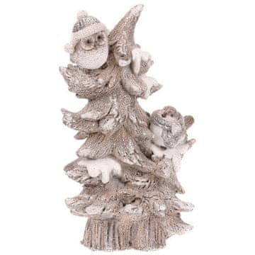 Autronic Okrasitev Birds on a tree - polyresin, beige color with glitter (AV4769)