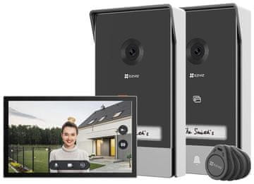 EZVIZ pametni hišni domofon HP7 Komplet za 2 vhoda/ Wi-Fi/ 2048 x 1296/ 7-palčni zaslon na dotik/ 2x vratni zvonec/ IP65/ črna in srebrna