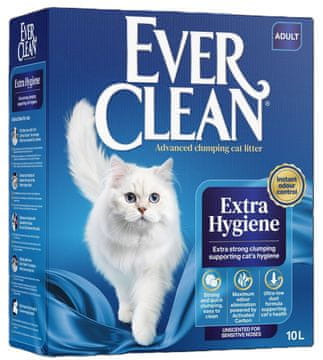 Ever Clean Extra Hygiene UNSCENTED pesek za mačke, neodišavljen - 10 L