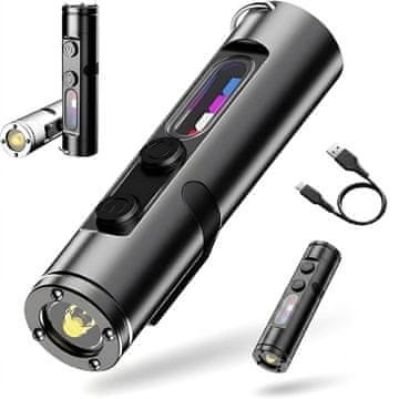 VYZIO® Večnamenska žepna svetilka USB-C, 9 načinov, UV svetloba, vodoodporna | EDCLITE