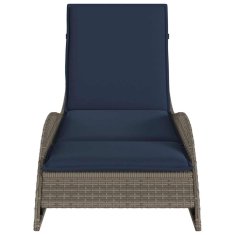 Vidaxl Ležalnik z blazino siv 60x205x73 cm poli ratan