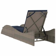 Vidaxl Ležalnik z blazino siv 60x205x73 cm poli ratan