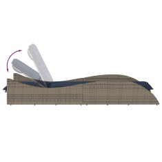 Vidaxl Ležalnik z blazino siv 60x205x73 cm poli ratan