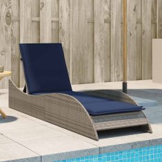 Vidaxl Ležalnik z blazino siv 60x205x73 cm poli ratan