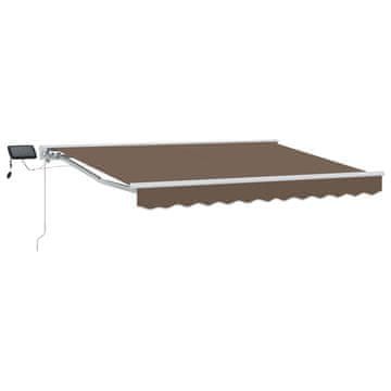 Vidaxl Ročno senčilo s LED-ji Taupe 3,5 x 2 m Poliester s PU premazom
