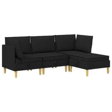 Vidaxl Modularni kavč s shranjevanjem 4 szt. Črna Blago