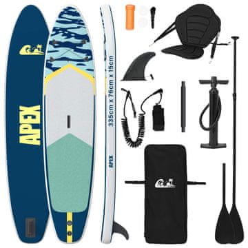 Vidaxl SUP deska s sedežem 2-v-1 APEX 335 x 76 x 15 cm Modra za