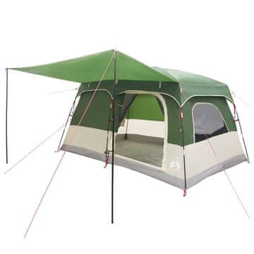 Vidaxl Družinski šotor s streho Zelena 380 x 260 x 190 cm Poliester