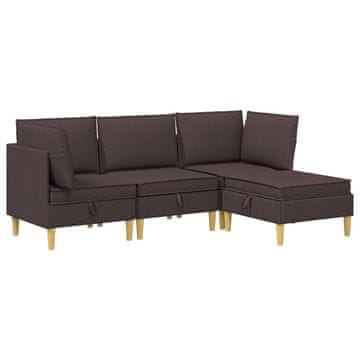 Vidaxl Modularni kavč s shranjevanjem 4 szt. Temno rjava Blago