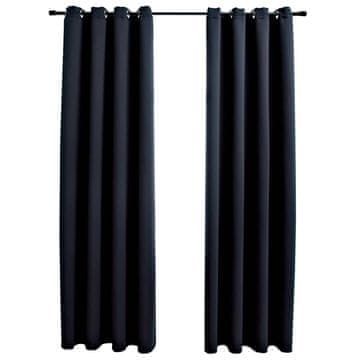 Vidaxl Zatemnitvene zavese z obroči 2 kosa črne 137x213 cm blago
