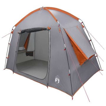 Vidaxl Kabinski šotor Siva in oranžna 210 x 210 x 138 cm Poliester