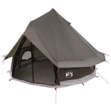 Vidaxl Tipi šotor s streho Rjava siva 250 x 250 cm Poliester in jeklo