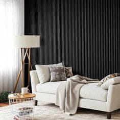 ALFISTYLE Akustične stenske plošče z lesenim furnirjem - dekor črni hrast | 260 x 60,5 cm.