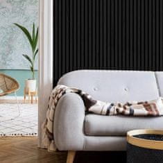 ALFISTYLE Akustične stenske plošče z lesenim furnirjem - dekor črni hrast | 260 x 60,5 cm.
