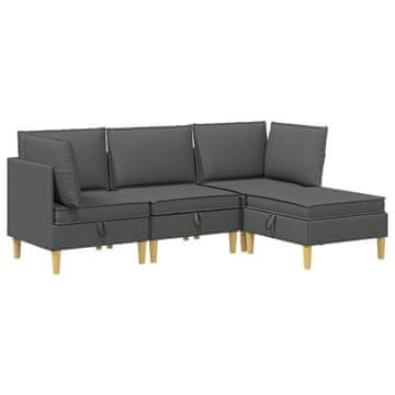 Vidaxl Modularni kavč s shranjevanjem 4 szt. Temno siva Blago