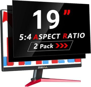Nikcorp Zatemnitveni zaslon za zasebnost ZOEGAA 19" 5:4 komplet 2 kosa črni, filter za monitor, zmanjšanje modre svetlobe do 95%, UV do 92%, širina 376 mm, višina 302 mm