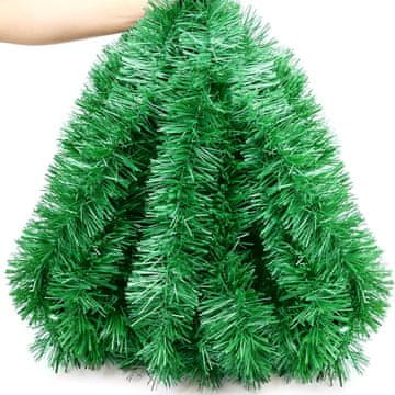 Nikcorp Božična girlanda z umetnimi borovimi vejami, 10 m, puhasta dekoracija, zelena, vgrajena elastična žica, tinsel material, širina približno 9 cm, za notranjo in zunanjo uporabo