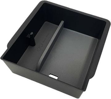Nikcorp Organizator konsolni predal pod osrednjo podlaket Tesla Model 3 Y, ABS plastika z odstranljivimi silikonskimi podlogami, 2-slojna razdelitev, vložna montaža, eleganten črn