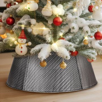 Nikcorp Kovinska zaščita pod smrečico srebrna 50 cm, elegantna okrasna pregrada Twill Weave za pencil smrečice 1,2–1,8 m, 4-delna modularna za stojalo kablove in čiščenje tal