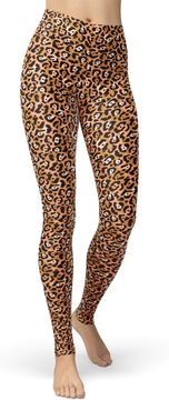 Nikcorp Damske pajkice leopard vzorec visok pas rjava zračna tkanina odvajanje vlage 95% poliester 5% elastan velikost S za jogo pilates tek ples