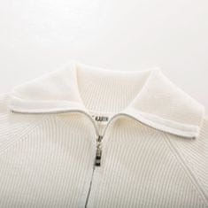 Nikcorp Dekliška jopica z ovratnikom bela, velikost 7 let, eleganten pulover na dvosmerno zadrgo z raglan rokavi in 2 žepoma, udobna vsakodnevna oblačila za deklice, klasičen kroj z revers ovratnikom