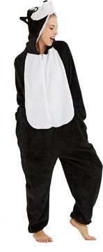 Nikcorp Kigurumi kombinezon Onesie odrasle Kigurumi Husky črno-bela velikost S unisex, 100% poliester, zadrga zadaj, 2 stranska žepa, mehka topla pižama za zabave in pust