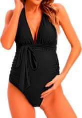 Nikcorp Nosečniški kopalni komplet bikini 3-delni z V-izrezom, udoben cross-back z nastavljivimi trakovi in košaricami, črn (L)