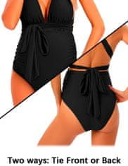 Nikcorp Nosečniški kopalni komplet bikini 3-delni z V-izrezom, udoben cross-back z nastavljivimi trakovi in košaricami, črn (L)