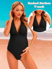 Nikcorp Nosečniški kopalni komplet bikini 3-delni z V-izrezom, udoben cross-back z nastavljivimi trakovi in košaricami, črn (L)