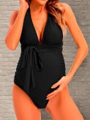 Nikcorp Nosečniški kopalni komplet bikini 3-delni z V-izrezom, udoben cross-back z nastavljivimi trakovi in košaricami, črn (L)