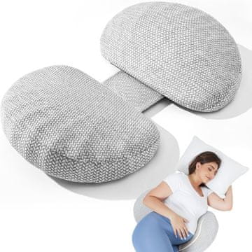 Nikcorp Nosečniška blazina spominska pena Memory Foam z nastavljivo širino siva zračna mrežica 76 x 40 x 10 cm, opora za trebuh hrbet boke