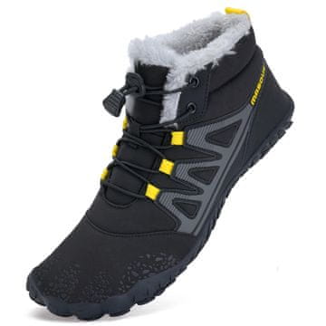 Nikcorp Moški zimski barefoot čevlji minimalistic, izolirani, protizdrsni gumi podplat, termoizolacijska tkanina, odstranljiv vložek, ojačan predel prstov, črna barva, EU 46
