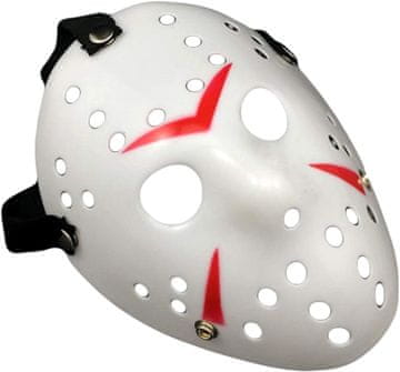 Nikcorp Halloween maska Fartoni Jason Voorhees Petek 13, univerzalna velikost za odrasle, bela plastična maska za kostum, realističen horror dizajn