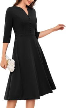 Nikcorp Elegantna svečana obleka pencil kroj (sheath dress) s podlogo, dolgi rokavi, klasičen formalen stil, večerni dogodki in poroke, črna XL