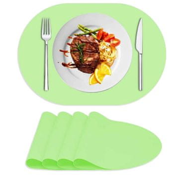 Nikcorp Silikonske podloge za mizo ovalne protizdrsne komplet 4 kosi zeleni 43x30 cm LSR 0,7 mm do 232°C vodoodporne antibakterijske brez BPA PVC ftalatov
