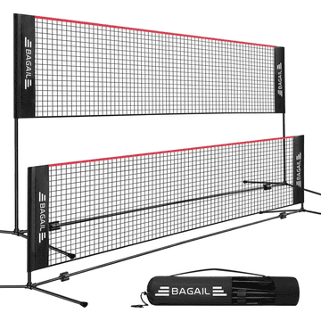 Mreža za Badminton in Odbojko BAGAIL, Nastavljiva Višina 85-155 cm, Zložljiva 5,2 m, Jekleni Okvir, Najlonska Mreža, Prenosna Torba, Ideálna za Vrt, Plažo, Kampiranje, Športne Dvorane