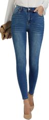 Nikcorp Ženske skinny jeans Visoký pas elastične džegginge Nižádné informace Slim Fit zeštíhlující efekat džínovina prozračne, 5 žepov, zip i gumb S tamno modre, notranja dolžina 73,6 cm