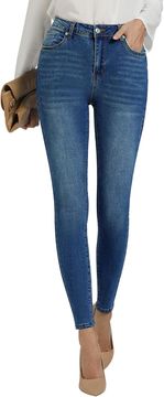 Nikcorp Ženske skinny jeans Visoký pas elastične džegginge Nižádné informace Slim Fit zeštíhlující efekat džínovina prozračne, 5 žepov, zip i gumb S tamno modre, notranja dolžina 73,6 cm