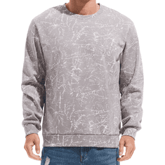 Nikcorp Moška flis jakna Crewneck Casual podložena topla siva 3XL, regular fit 75% bombaž 25% poliester, izolacija proti mrazu in vetru, za jesensko-zimsko outdoor vsakodnevno nošenje